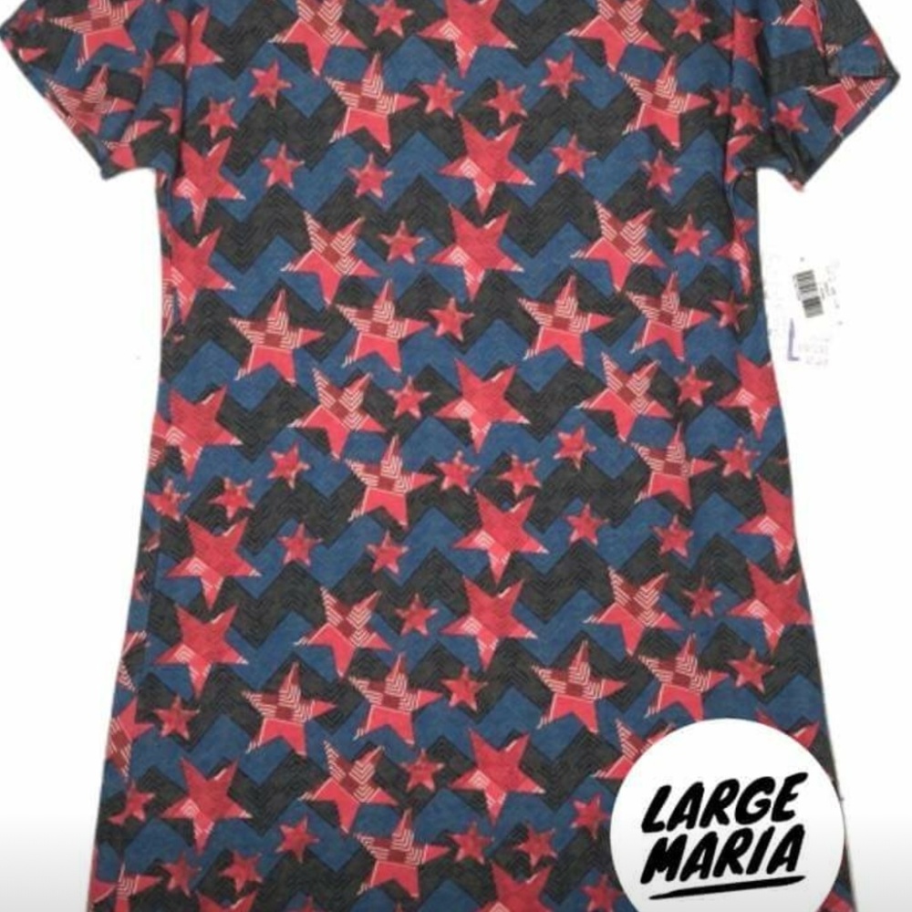 LulaRoe American Dreams Large Maria Stars/Chevron